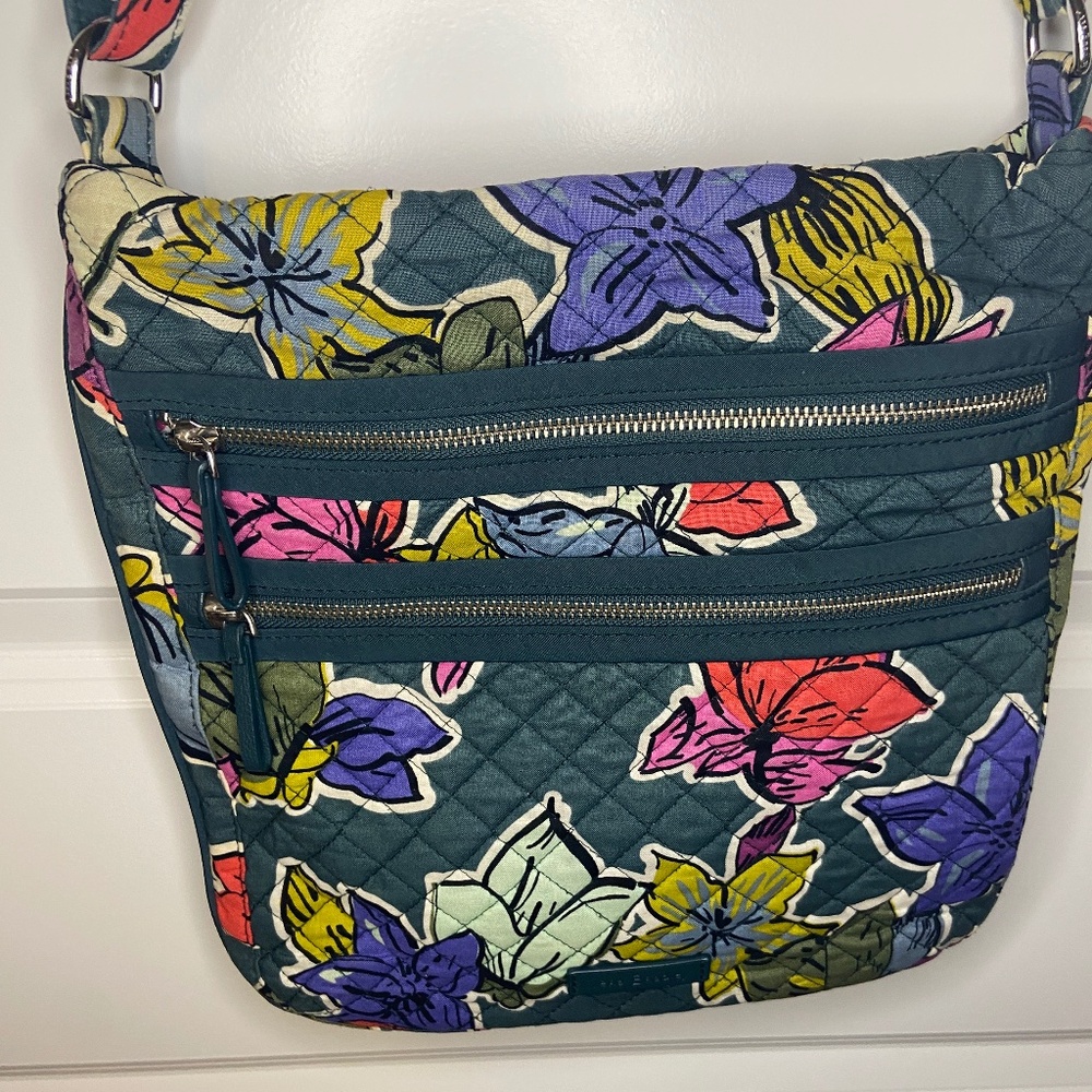 Vera Bradley Women's Iconic Triple Zip Hipster Falling Flowers One Size